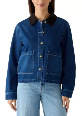 Corduroy Collar Boxy Jacket by Velvet Heart