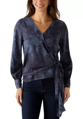 Long Sleeve Side Tie Blouse by Velvet Heart