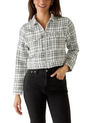 Long Sleeve Crop Tweed Jacket by Velvet Heart
