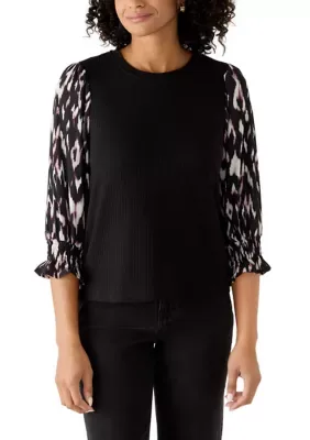 Two-Fer Ruffle Sleeve Sweater Blouse by Zac & Rachel