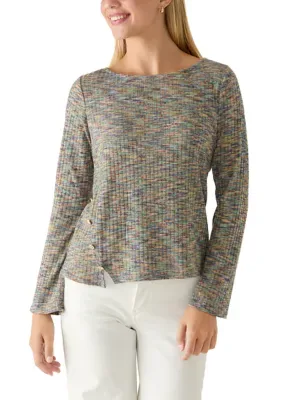Knit Melange Boat Neck Top by Zac & Rachel
