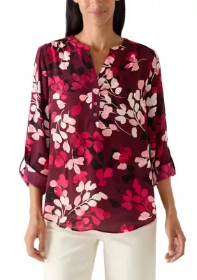 V-Neck Button Front Blouse by Zac & Rachel