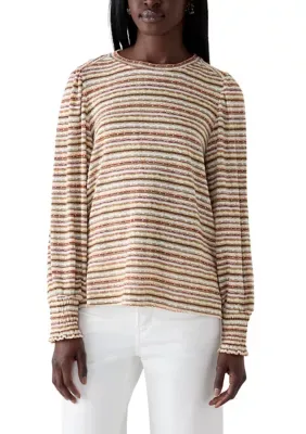 Hacci Striped Cuffed-Sleeve Sweater by Zac & Rachel