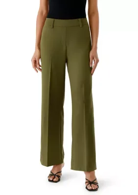 High Rise Wide Leg Scuba Crepe Pants