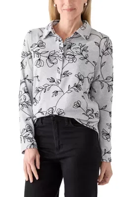 Knit Flocked Hacci Printed Top by Zac & Rachel