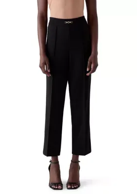 Straight Leg Scuba Crepe Pants with Belt by Zac & Rachel