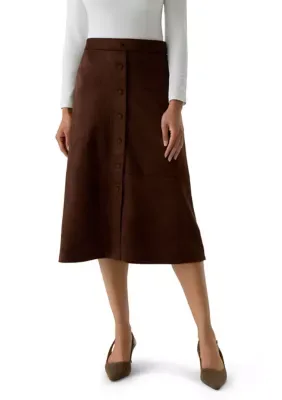 Suede Flowy Button Down Skirt