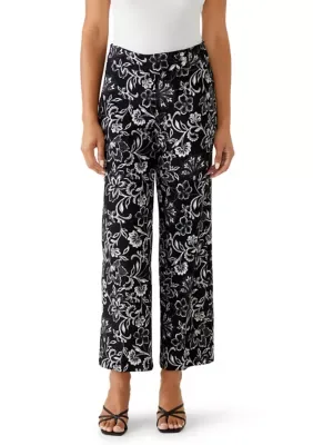 Printed Wide Leg Scuba Crepe Pants