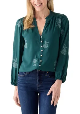 Cuff Sleeve Patterned Blouse by Figueroa & Flower