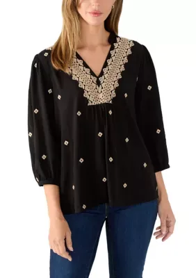 Printed Pattern V-Neck Blouse by Figueroa & Flower