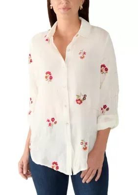 Collared Button Down Floral Blouse by Figueroa & Flower