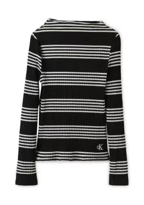 Chunky Rib Stripe Long Sleeve Baby Shirt by Calvin Klein