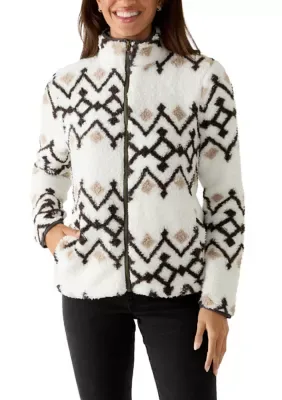 Zip Front Sherpa Printed Pattern Jacket by Avalanche