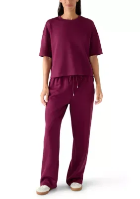 Double Knit Cropped Top & Wide Leg Pants Set by Rbx