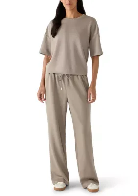 2-Piece Knit Crop Top and Wide Pant Set