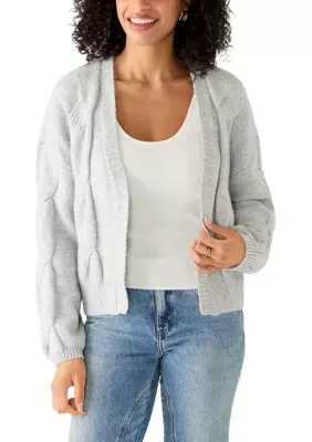 Open Front Cropped Cable Knit Cardigan by Derek Heart