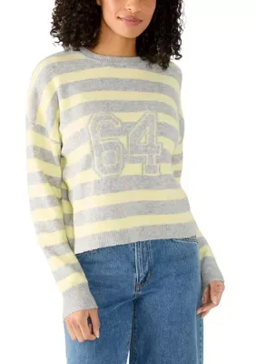 Striped Drop Shoulder Sleeve Crew Neck Sweater by Derek Heart