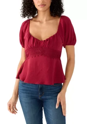 Short Puff Sleeve A-Line Top