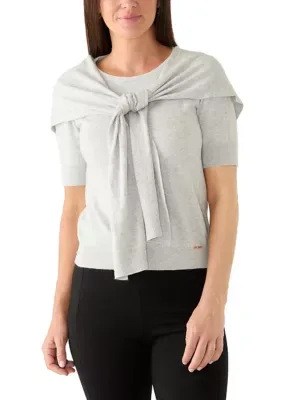 Short Sleeve Tie Top Sweater by Elie Tahari