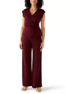 Short Sleeve Wrap Shirt and Wide Leg Pants Set by Truth by Republic
