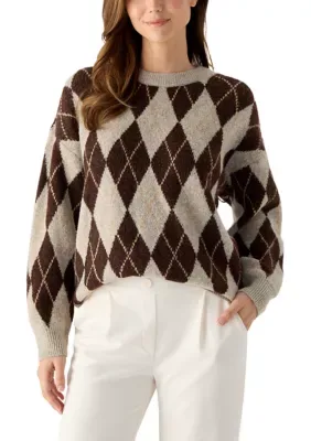Diamond Checkered Printed Sweater by June & Hudson