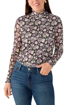 Patterned Long Sleeve Turtleneck Top by Truth by Republic