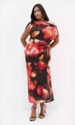 Vivid Mesh Print Maxi Dress by City Chic