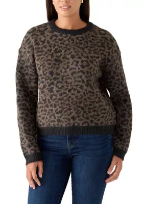 Cheetah Print Crew Neck Sweater by For the Republic