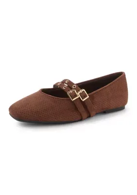 Mazz Suede Mary Jane Flats by Nicole Miller