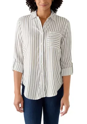 Button Down Striped Collared Shirt by Figueroa & Flower