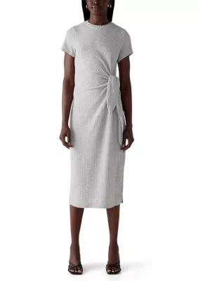 Moon Maven Short Sleeve Tie Waist Long Dress by Moon Maven