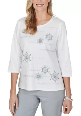Vail Snowflake Biadere Top by Alfred Dunner