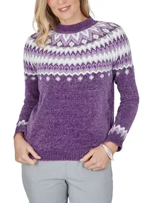 Vail Fairisle Chenille Sweater by Alfred Dunner