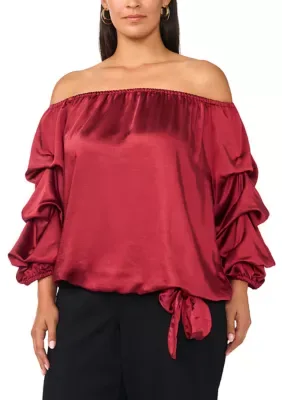Off the Shoulder Satin Top by Vince Camuto