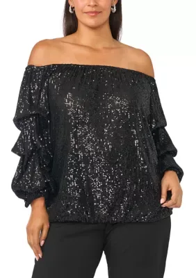 Off the Shoulder Sequin Top by Vince Camuto