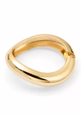 Sculptural Gold Tone Bangle Bracelet