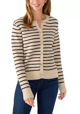 Striped Cardigan with Gold Buttons