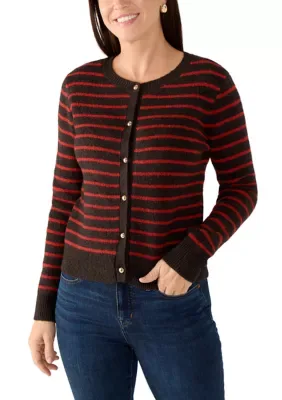Striped Cardigan with Gold Buttons