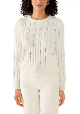 Cable Knit Crew Neck Sweater by Chelsea & Theodore