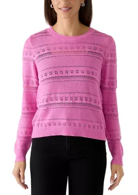 Long Sleeve Eyelet Sweater by Saltwater Luxe