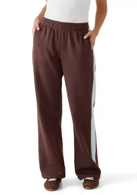 Side Stripe Wide Leg Sweatpants by Pink Rose