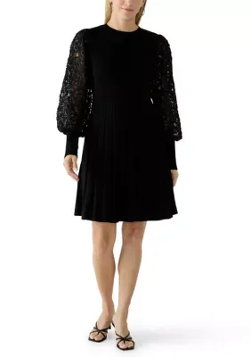 Long Lace Balloon Sleeve Sweater Dress by Nanette Lepore
