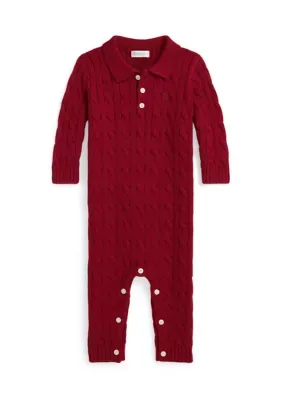 Cable-Knit Cotton Polo Coveralls by Ralph Lauren