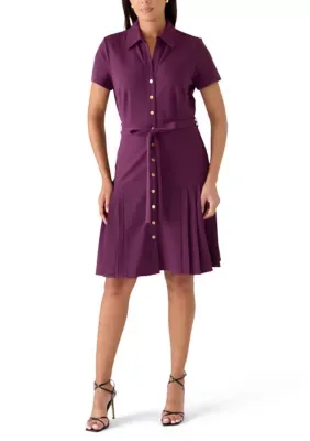 Short Sleeve Button Front Dress by Sharagano