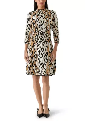 Mock Neck Animal Print Sweater Dress by Nanette Lepore