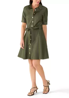 Career Denim Button Front Dress