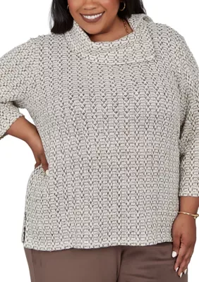 Luxe Be a Lady Jacquard Texture Top by Alfred Dunner