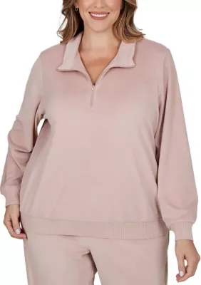 Luxe Be a Lady Luxe Zip Mock Neck Pullover by Alfred Dunner