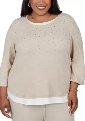 Luxe Be a Lady Heat Set Two in One Top by Alfred Dunner