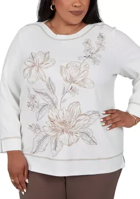 Luxe Be a Lady Floral Embroidery Sweater by Alfred Dunner